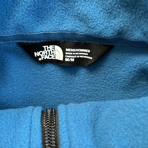 THE NORTH FACE Mens Fleece Pullover Jacket M Blue Black Half Zip Chest Pocket - Picture 4 of 6